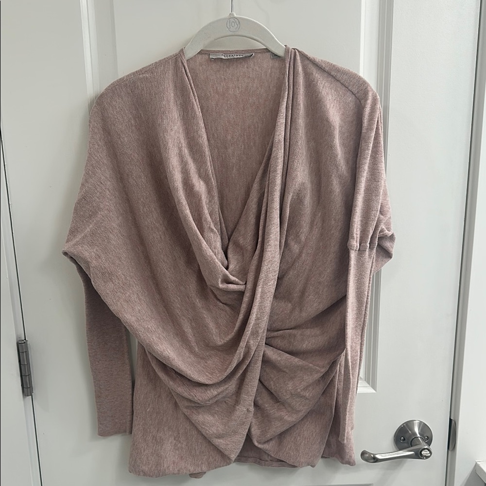 AllSaints - Elegant Draped Women's Sweater - Light Pink